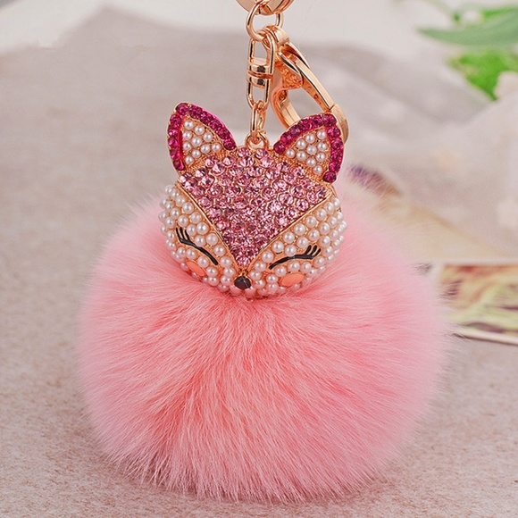 GoByte Accessories - NEW Fox Pom Pom Handbag Charm / Keychain